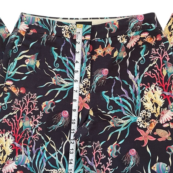 J. Crew Collection Navy Sea Life Print Cropped Cotton, lined Pants Sz: 6 - Picture 8 of 11
